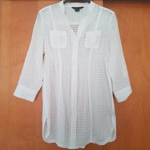 Paper Tee White Collar Top, Size S